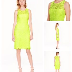 J.CREW Collection Sheath Dress Lace Neon Yellow
